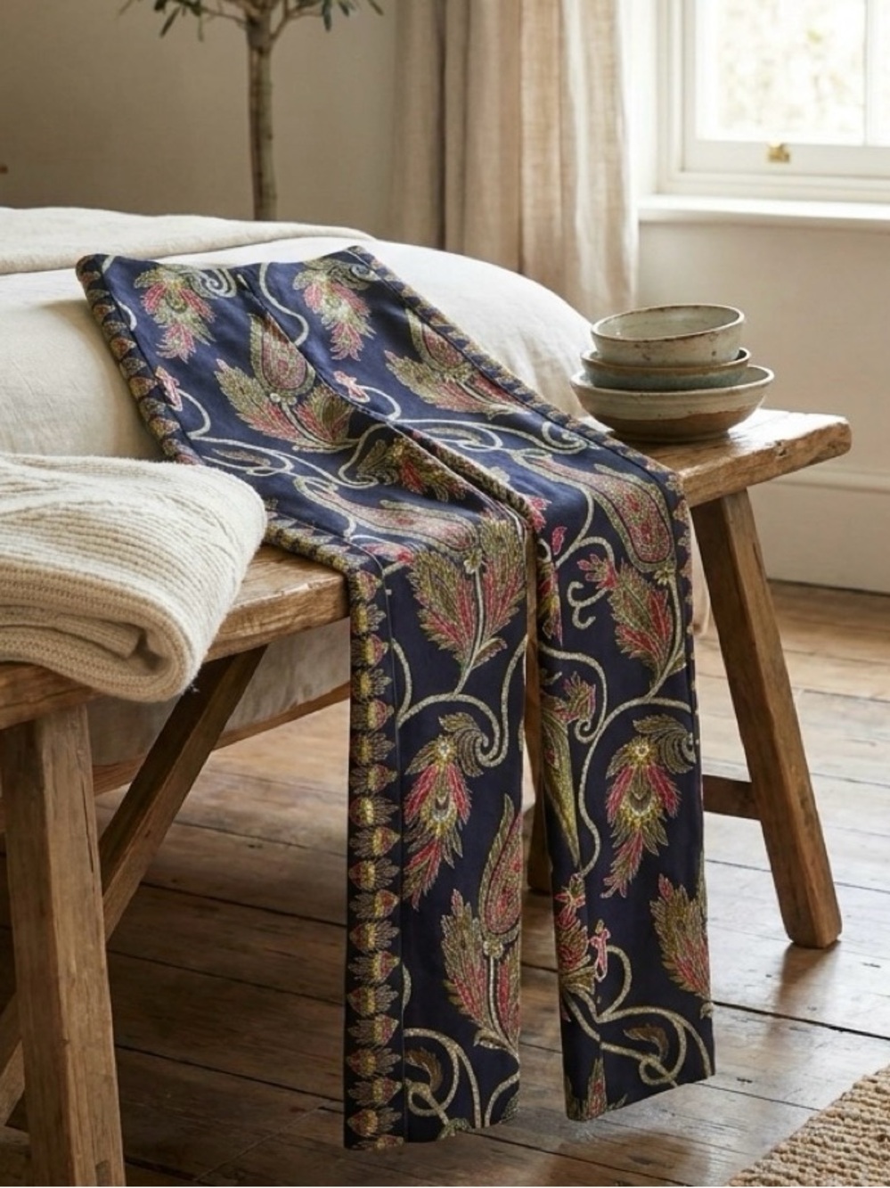 Gretchen Scott Designs Navy Paisley Ankle Pants with Multicolor Accents